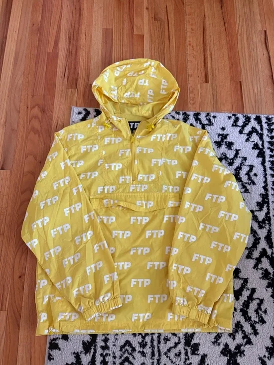 FTP Yellow All-Over Logo Hooded Pullover - Picture 1 of 4